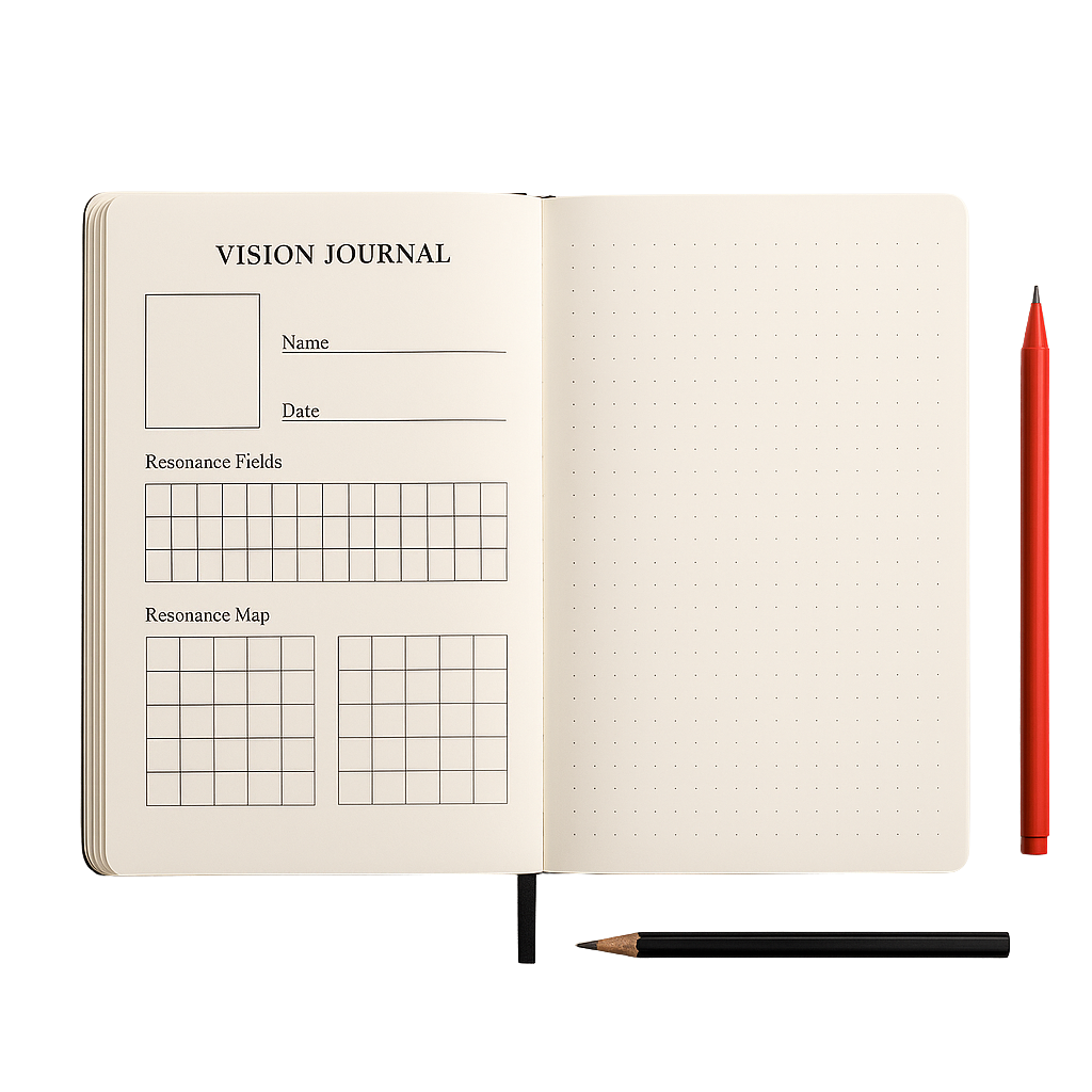 Vision Journal open spread showing tracking pages
